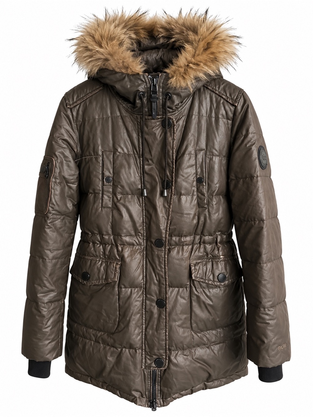 RUD by Rudsak Khaki Down Puffer Parka with Genuine Fur Trim Size M